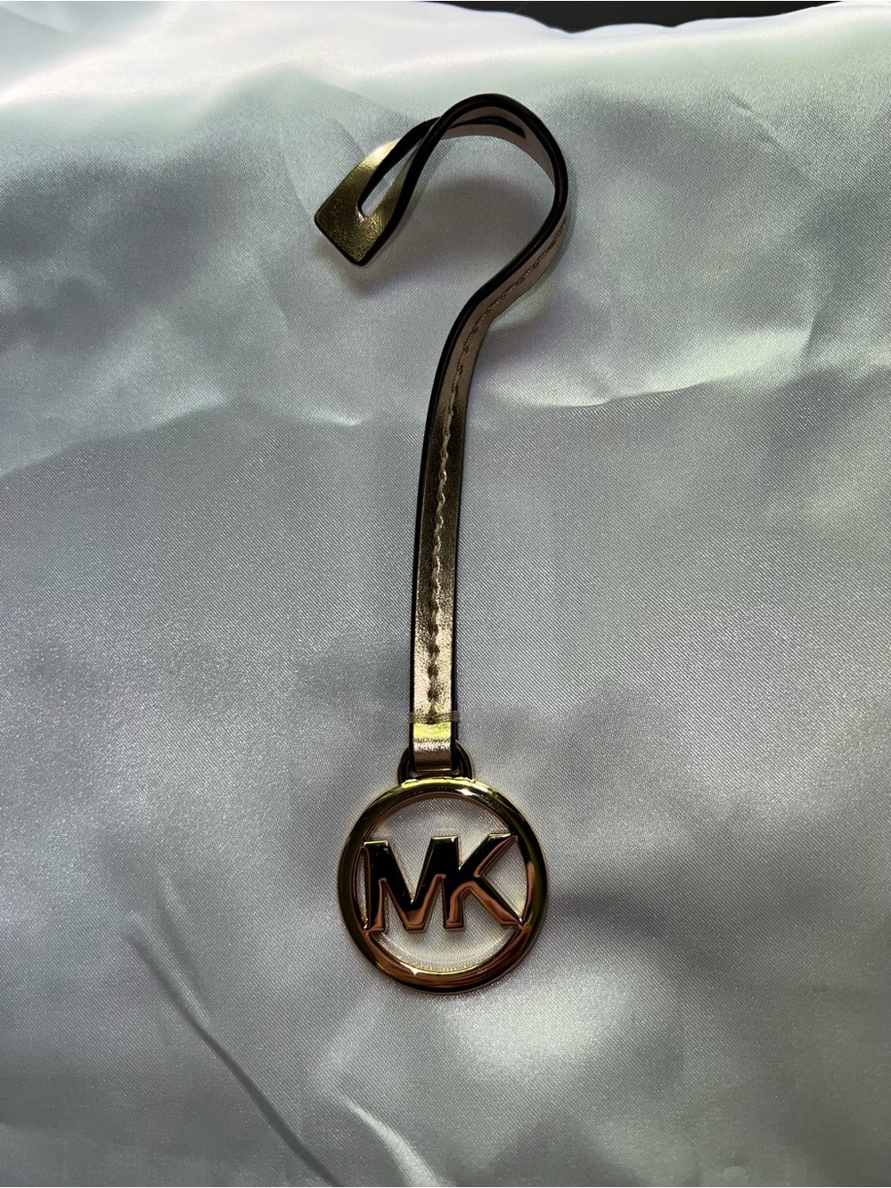 Michael Kors Gold MK Logo Charm with Leather Strap